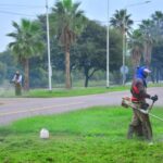 Intensas tareas de desmalezamiento en el acceso a Castelli
